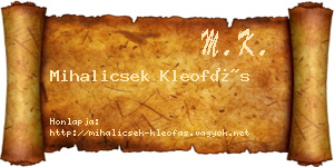 Mihalicsek Kleofás névjegykártya